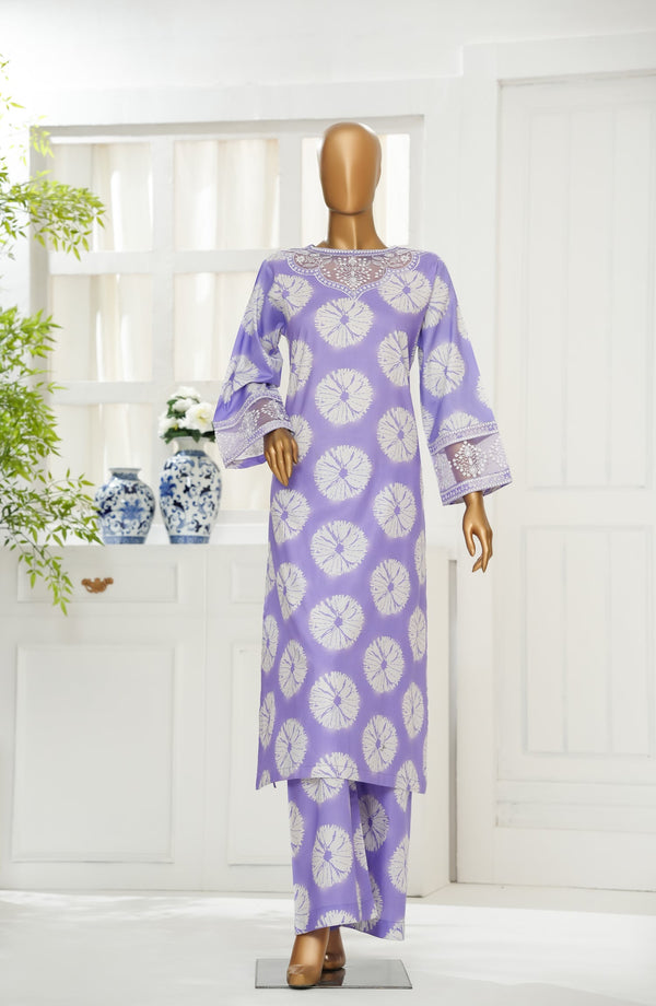 Sehar Zaira by Amna Khadija Printed & Embroidered Cotton Cambric Stitched Co ord Sets - SZCS-03 - AM25ZAI - Purple - Luxury Collection