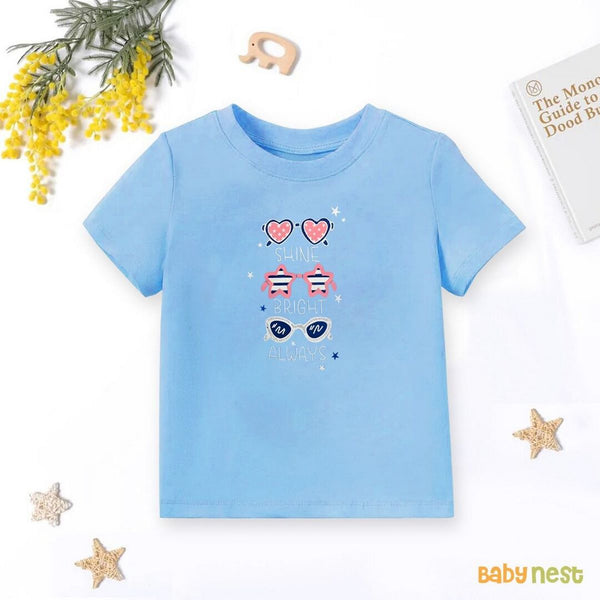 Baby Nest T-Shirts For Kids Shine bright always Half Sleeves T-shirts For Kids Blue- SBT-343-D3