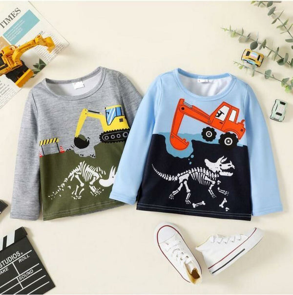 Baby Nest T-Shirts For Kids Shovel Machine Printed Full Sleeves T-shirt for Boys