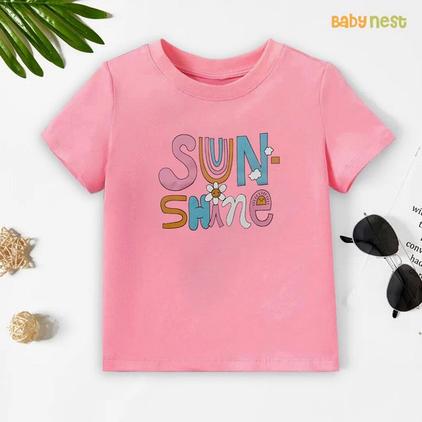 Baby Nest T-Shirts For Kids Sun Shine Half Sleeves T-shirts For Kids Pink- SBT-368-D1