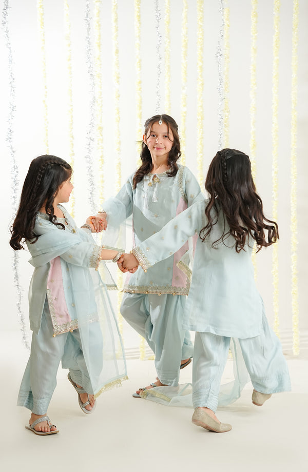 Sunehri by Amna Khadija Embroidered Organza Stitched 3 Piece Suit - AKPSG-06 - AKP26SGLF - Blue - Formal Collection