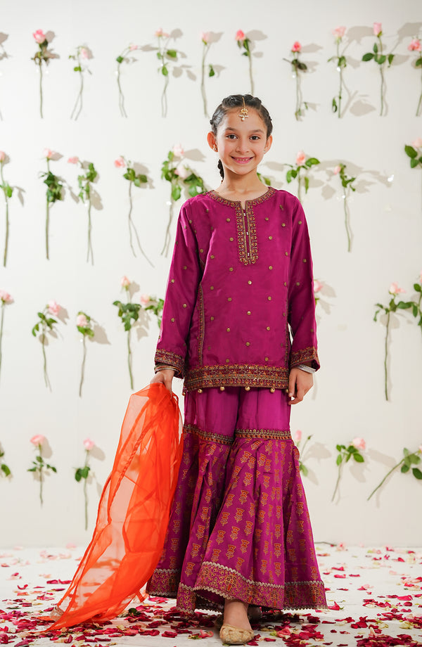 Sunehri by Amna Khadija Embroidered Organza Stitched 3 Piece Suit - SGLF-09 - AKP26NHRI - Pink - Girls Festive Collection