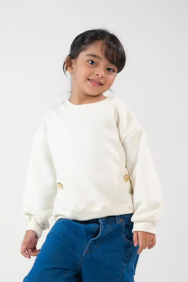 Sprinkles Kids Winter Collection Sweatshirt With Flap- Cream White