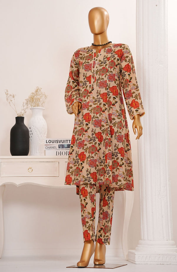 Amna Khadija Printed Lawn Stitched 2 Piece Suit - TPC-06 - AM25TPC - Beige - Summer Collection