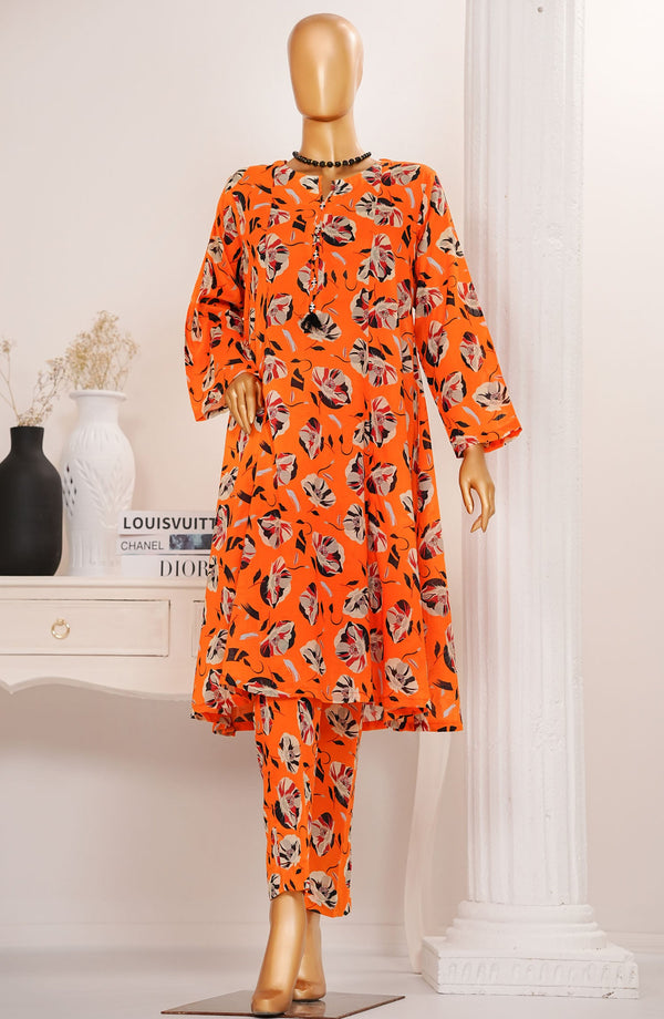 Amna Khadija Printed Lawn Stitched 2 Piece Suit - TPC-07 - AM25TPC - Orange - Summer Collection