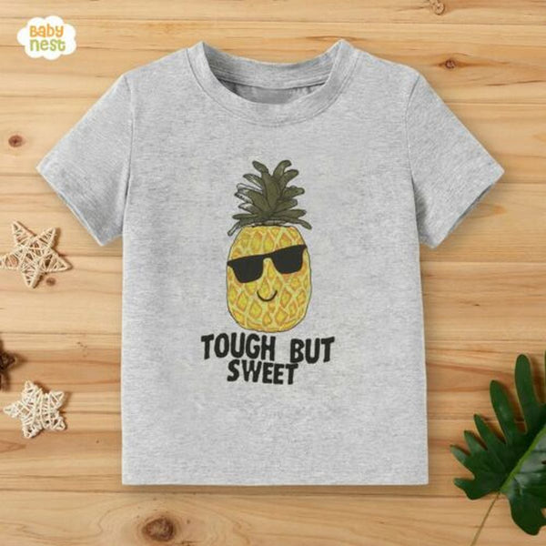 Baby Nest T-Shirts For Kids Tough But Sweet Half Sleeves T-shirt For Kids – Grey – SBT-342