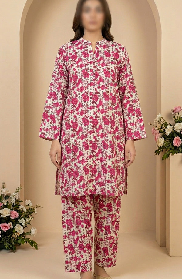 Travel Time Amna Khadija Printed Lawn Stitched 2 Piece Co-Ord Set - AKPTT-08 - AKP26TTW - Pink - Summer Collection