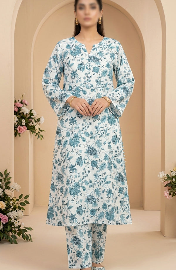 Travel Time Amna Khadija Printed Lawn Stitched 2 Piece Co-Ord Set - AKPTT-09 - AKP26TTW - Blue - Summer Collection