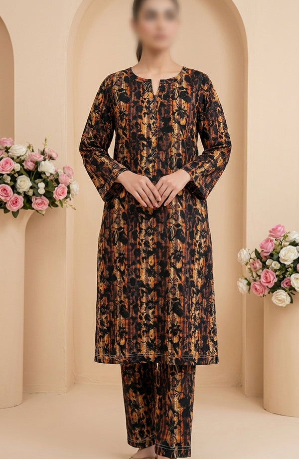 Travel Time Amna Khadija Printed Lawn Stitched 2 Piece Co-Ord Set - AKPTT-12 - AKP26TTW - Brown - Summer Collection