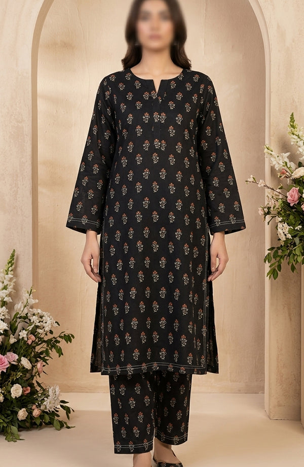 Travel Time Amna Khadija Printed Lawn Stitched 2 Piece Co-Ord Set - AKPTT-13 - AKP26TTW - Black - Summer Collection