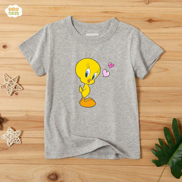 Baby Nest T-Shirts For Kids Tweety Half Sleeves T-shirts For Kids Grey - SBT-354-D3