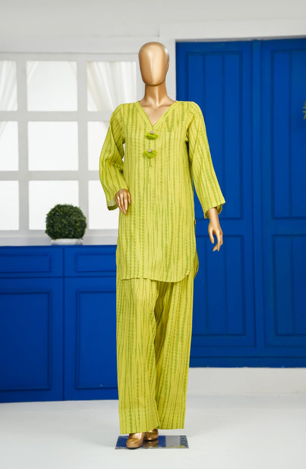 Twirled by Amna Khadija Digital Tie n Dye Printed Cotton Stitched 2 Piece Suit - TDE-03 - AM25TWLR - Green - Summer Collection