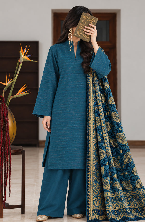 Valentina Ciao Dhanak Wool Unstitched 3 Piece Suit - D-15 - AM26VLC - Green - Winter Collection (Copy)