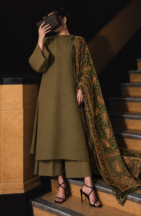 Valentina Ciao Dhanak Wool Unstitched 3 Piece Suit - D-03 - AM26VLC - Green - Winter Collection