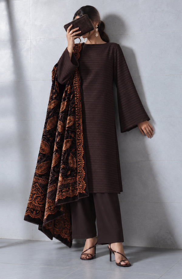 Valentina Ciao Dhanak Wool Unstitched 3 Piece Suit - D-08 - AM26VLC - Brown - Winter Collection