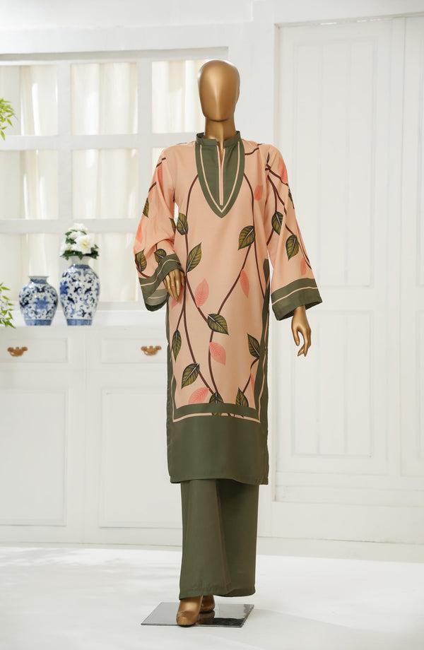 Varzah by Amna Khadija Printed Poly Swiss Stitched 2 Piece Suit - VUB-01 - AM25VRZ - Peach - Luxury Collection