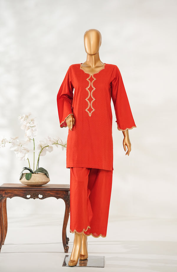 Zaira Royal by Amna Khadija Embroidered Cotton Jacquard Stitched 2 Piece Suit - ZRAM - 01 - Orange - Winter Collection