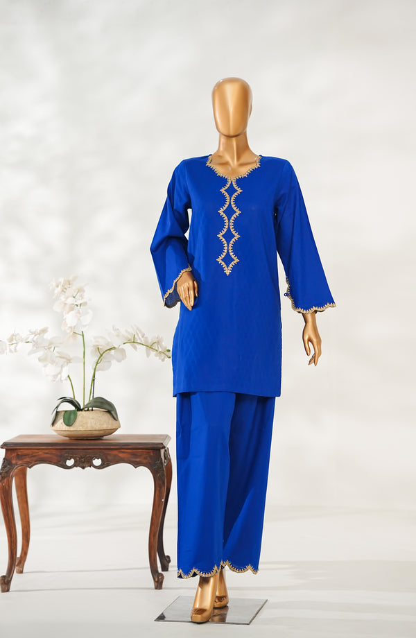 Zaira Royal by Amna Khadija Embroidered Cotton Jacquard Stitched 2 Piece Suit - ZRAM - 02 - Blue - Winter Collection