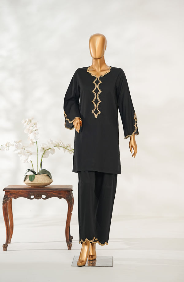 Zaira Royal by Amna Khadija Embroidered Cotton Jacquard Stitched 2 Piece Suit - ZRAM - 05 - Black - Winter Collection