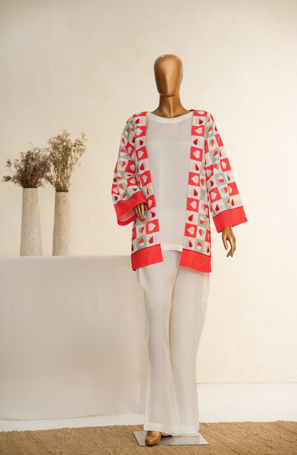 Zehaina by Amna Khadija Digital Printed Poly Swiss Stitched 3 Piece Set - AKZ-02 - AM25ZEH - Pink & White - Casual Collection