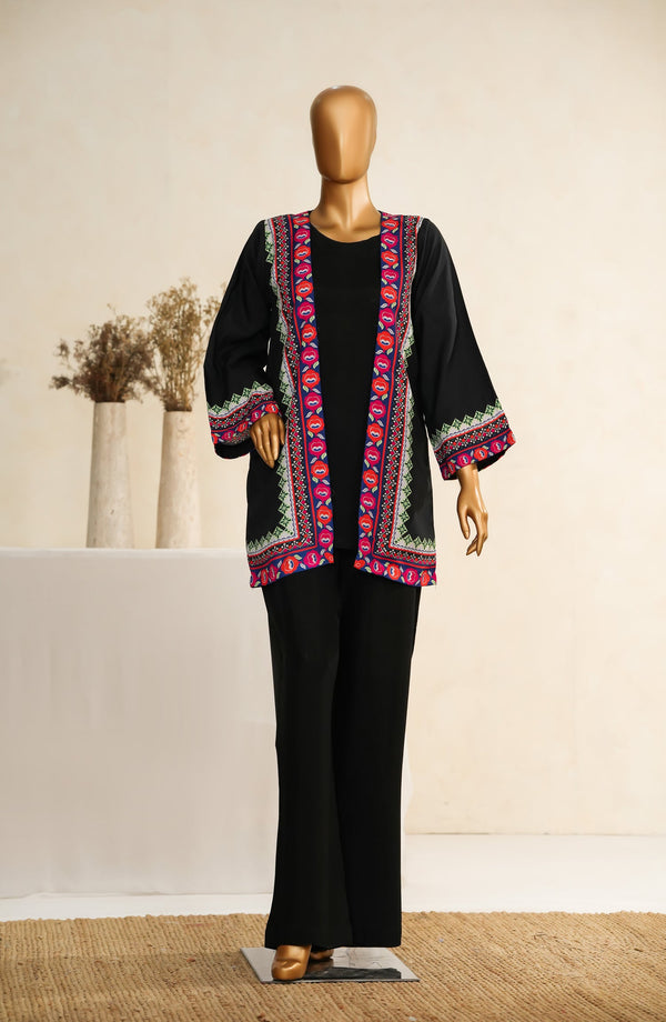 Zehaina by Amna Khadija Digital Printed Poly Swiss Stitched 3 Piece Set - AKZ-05 - AM25ZEH - Black - Casual Collection