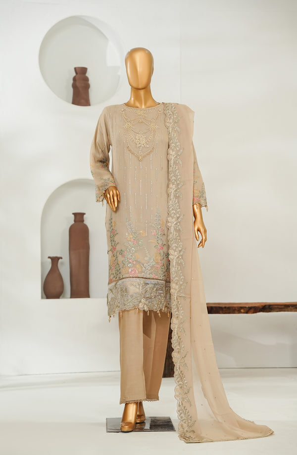 Zoya Luxe by Amna Khadija Embroidered Chiffon Stitched 3 Piece Suit - AKPZL-05 - AKP26ZLCP - Beige - Festive Collection