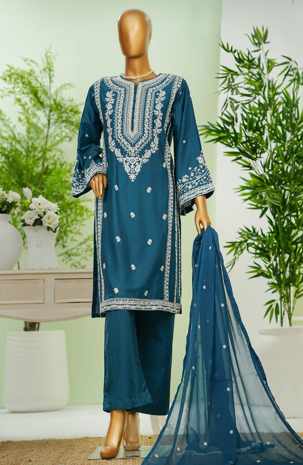 Amna Khadija Embroidered Cotton Stitched 3 Piece Suit - TT-02 - AM25TTP - Blue - Summer Collection