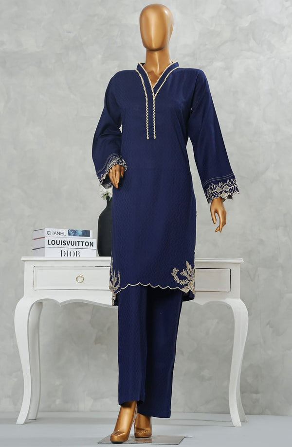 Kaya by Amna Khadija Embroidered Cotton Stitched 2 Piece Suit - DS-112 B - AM25KAYAD2 - Dark Blue - Summer Collection