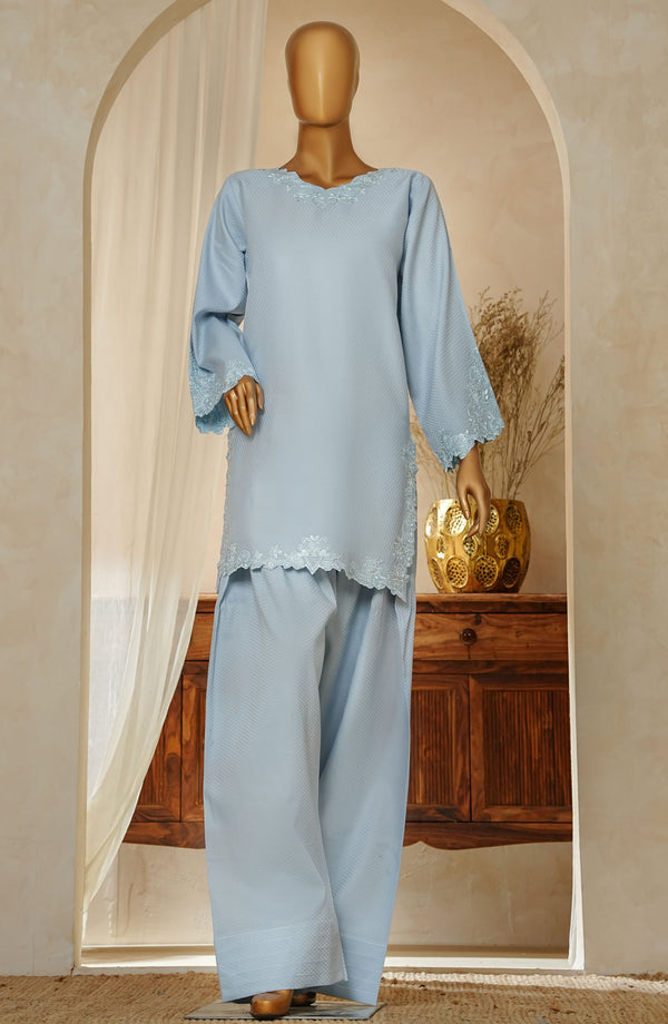 Zynara by Amna Khadija Embroidered Cotton Stitched 2 Piece Suit - D- 01 - Sky Blue