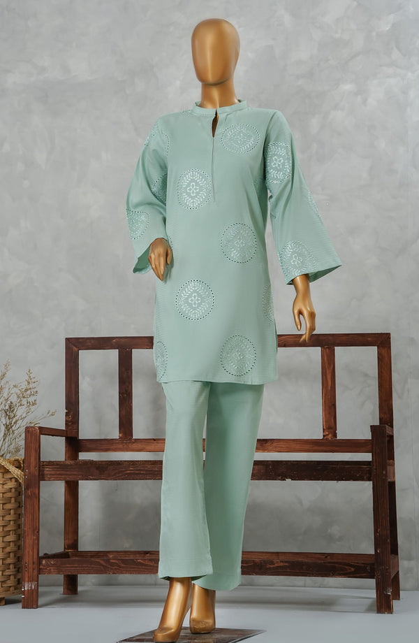 Rue Embrace by Amna Khadija Embroidered Cotton Stitched 2 Piece Suit - REE-11 - AM25RED2 - Green - Summer Collection