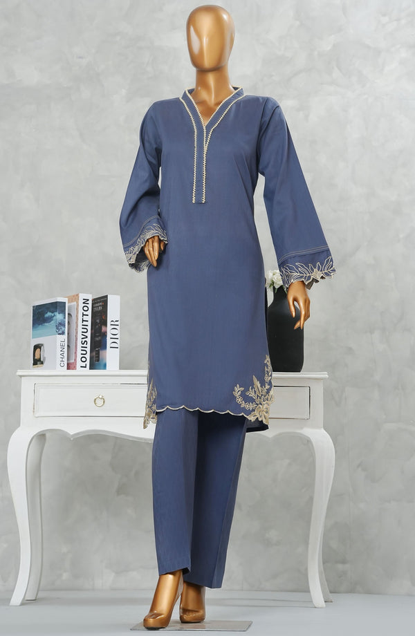 Kaya by Amna Khadija Embroidered Cotton Stitched 2 Piece Suit - DS-112 A - AM25KAYAD2 - Blue - Summer Collection