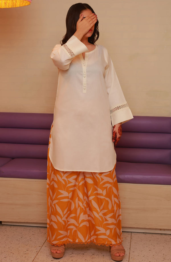 Amna Khadija Casual Cotton Stitched 2 Piece Suit - BBMDD-13M - AM25BNBD3 - White - Eid Collection