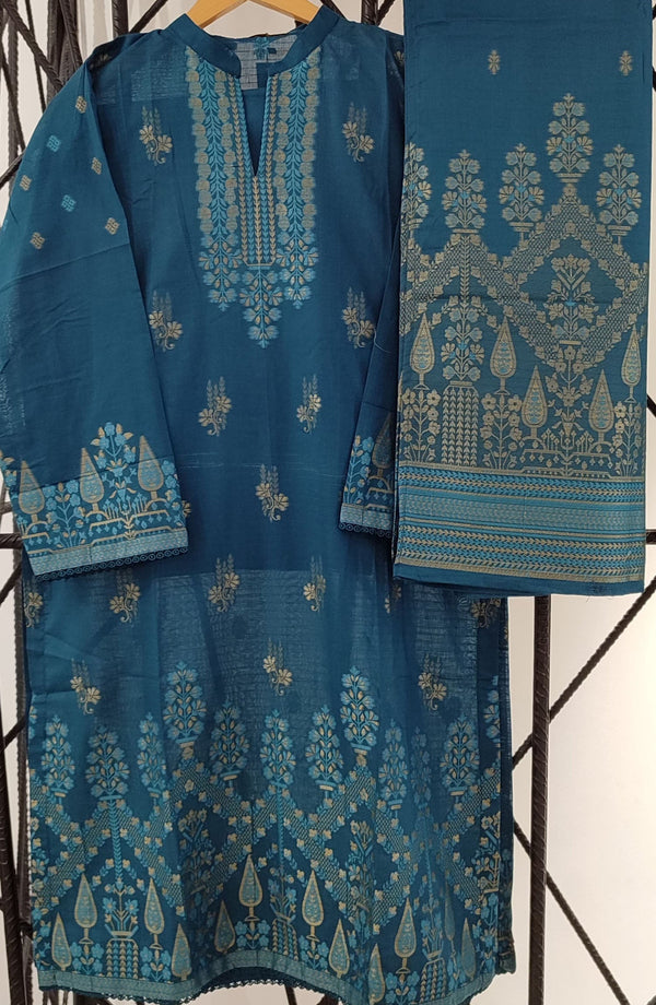 Amna Khadija Lawn Jacquard Stitched 3 Piece Suit - BJF-01 - AM25BJF - Blue - Festive Collection