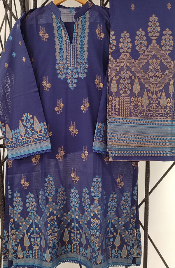 Amna Khadija Lawn Jacquard Stitched 3 Piece Suit - BJF-06 - AM25BJF - Blue - Festive Collection