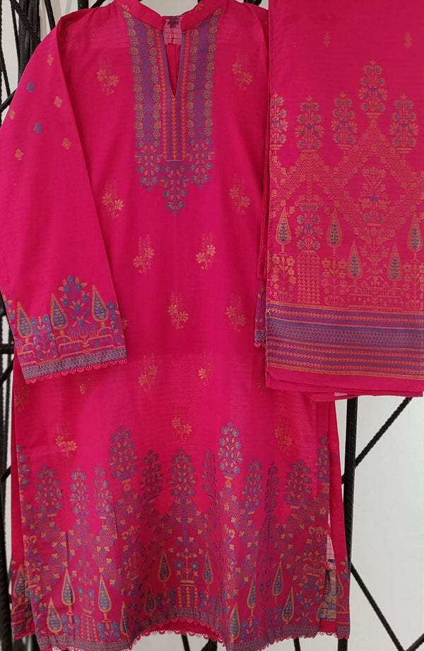 Amna Khadija Lawn Jacquard Stitched 3 Piece Suit - BJF-07 - AM25BJF - Pink - Festive Collection