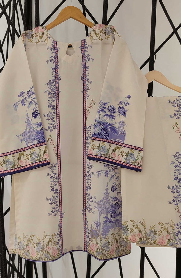 Amna Khadija Printed Swiss Lawn Stitched 2 Piece - D-02 - AK25SW - Off White - Summer Collection
