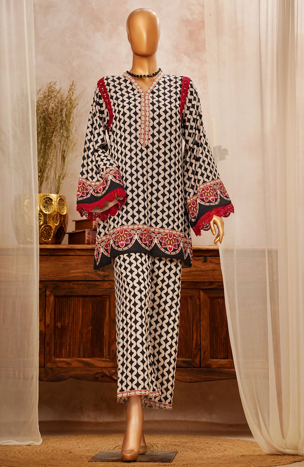 Amna Khadija Printed Lawn Stitched 2 Piece Suit - EDL-01 - AM25ESF - White - Summer Collection