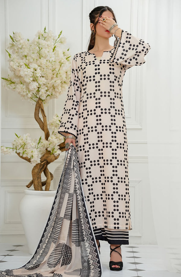 Amna Khadija Printed Lawn Stitched 3 Piece Suit - FDSEF-04 - AM25ESF - Off White - Summer Collection