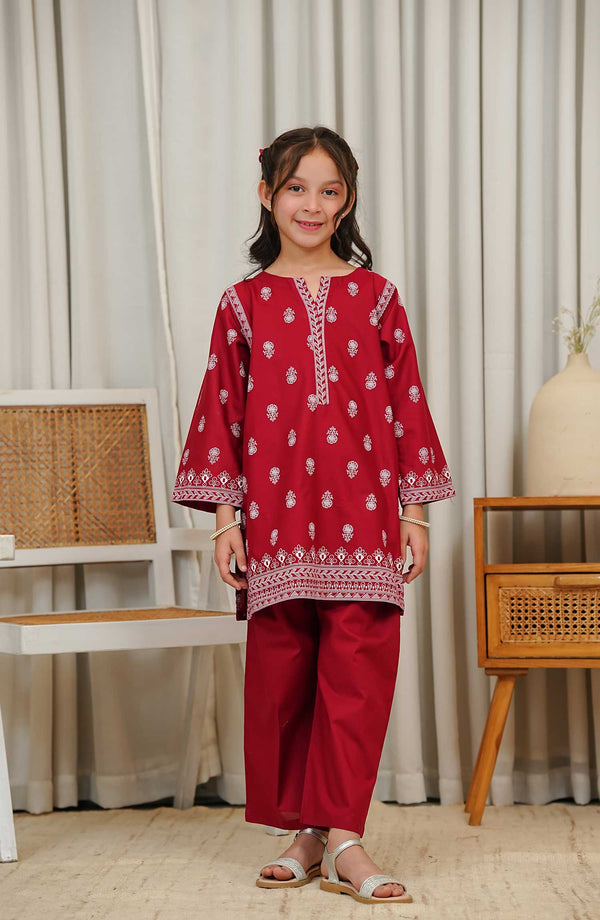 Gurya by Amna Khadija Printed Cotton Stitched 2 Piece - GSS-01 - AM25GS - Red - Summer Collection