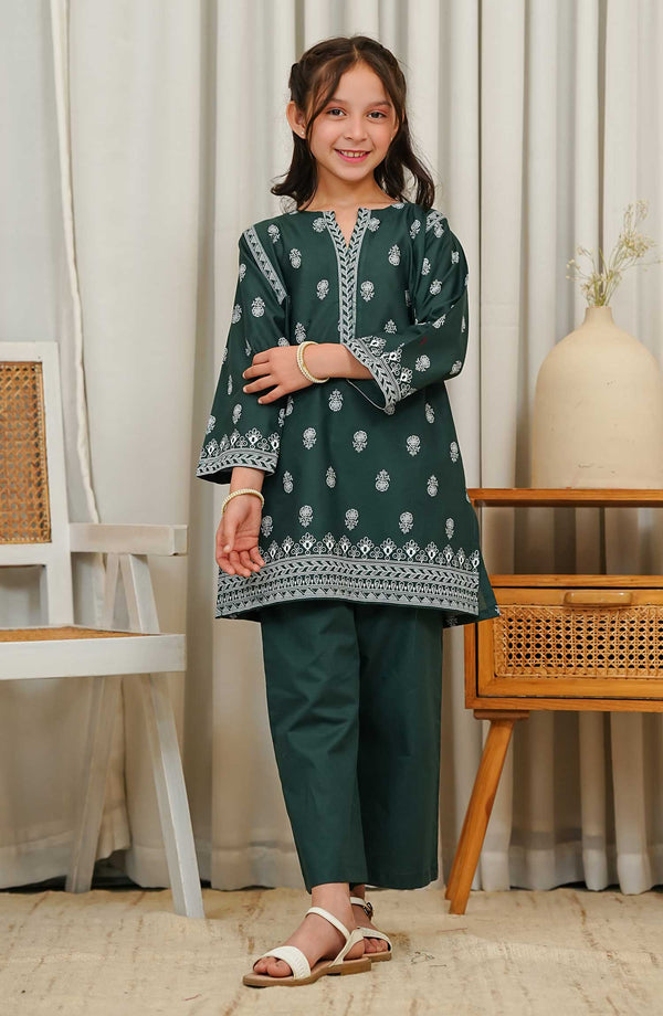 Gurya by Amna Khadija Printed Cotton Stitched 2 Piece - GSS-02 - AM25GS - Dark Green - Summer Collection