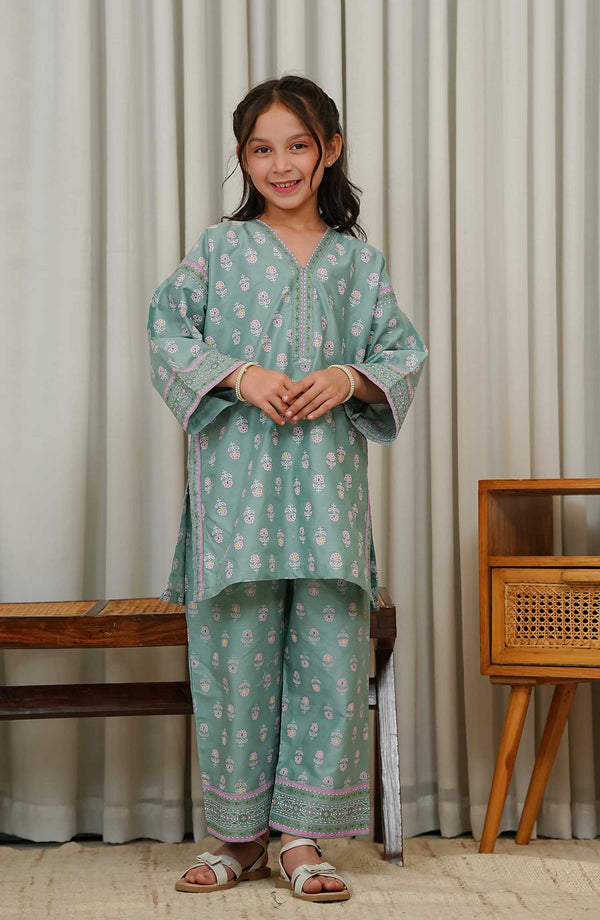 Gurya by Amna Khadija Printed Cotton Stitched 2 Piece - GSS-03 - AM25GS - Light Blue - Summer Collection