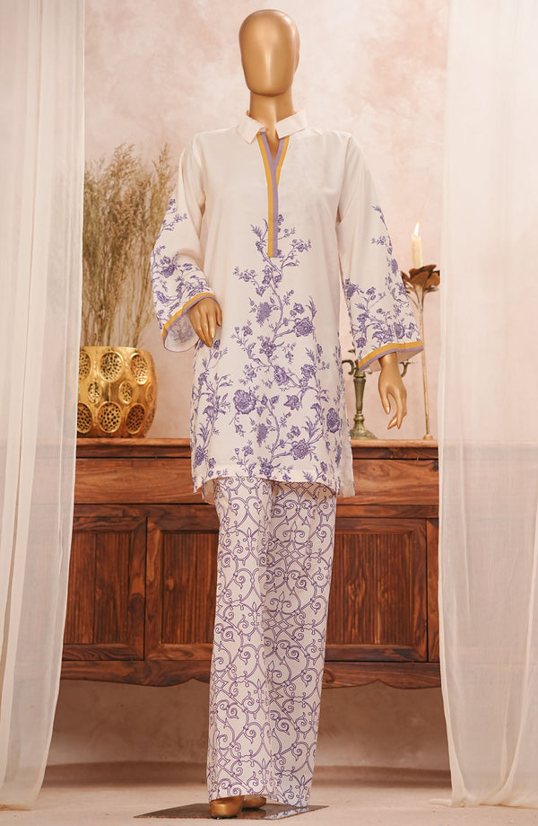 Amna Khadija Printed Lawn Stitched 2 Piece Suit - PHSC-04 - AM25PHSC - White - Summer Collection