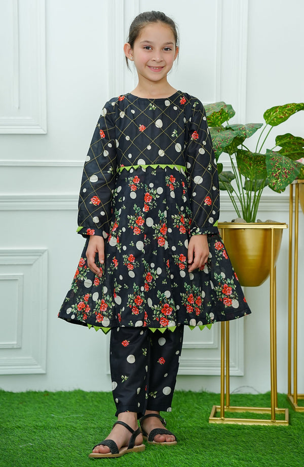 Print Play by Amna Khadija Casual Lawn Stitched 2 Piece Suit - PPD-01 - AM25PP - Black - Girls Summer Collection