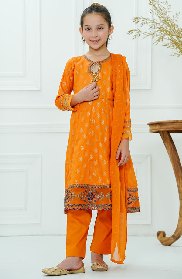 Amna Khadija Embroidered Cotton Stitched 3 Piece Suit - BBMDD-10-D - AK25BNBD2 - Orange - Summer Collection