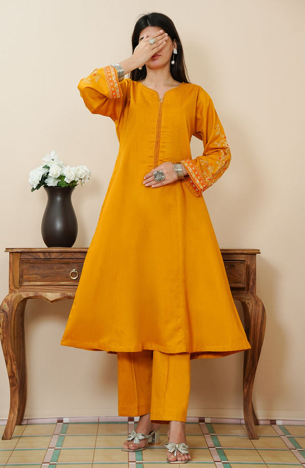 Amna Khadija Embroidered Jacquard Stitched 2 Piece Suit - WCPTD-03 - AM25WCPTD - Yellow - Casual Collection